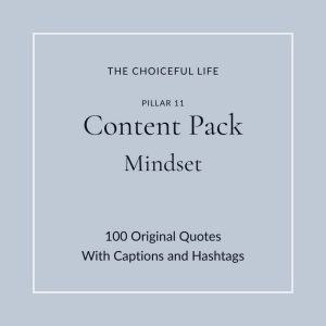 The Choiceful Life Content Pack for the Mindset pillar. Soft steel blue background with the words Content Pack and Mindset in elegant serif typography.